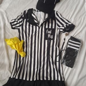 Black and White Striped Referee Costume